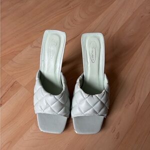 Quilted Slide Heels in Light Mint - Unbranded